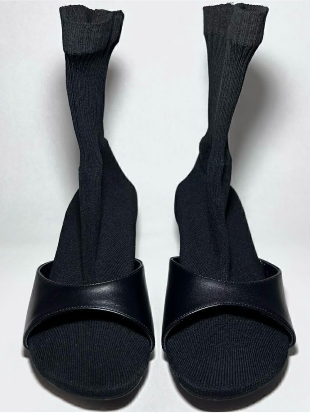 Balenciaga Black Knit Sock-Heel Mule with Logo - Picture 3 of 7